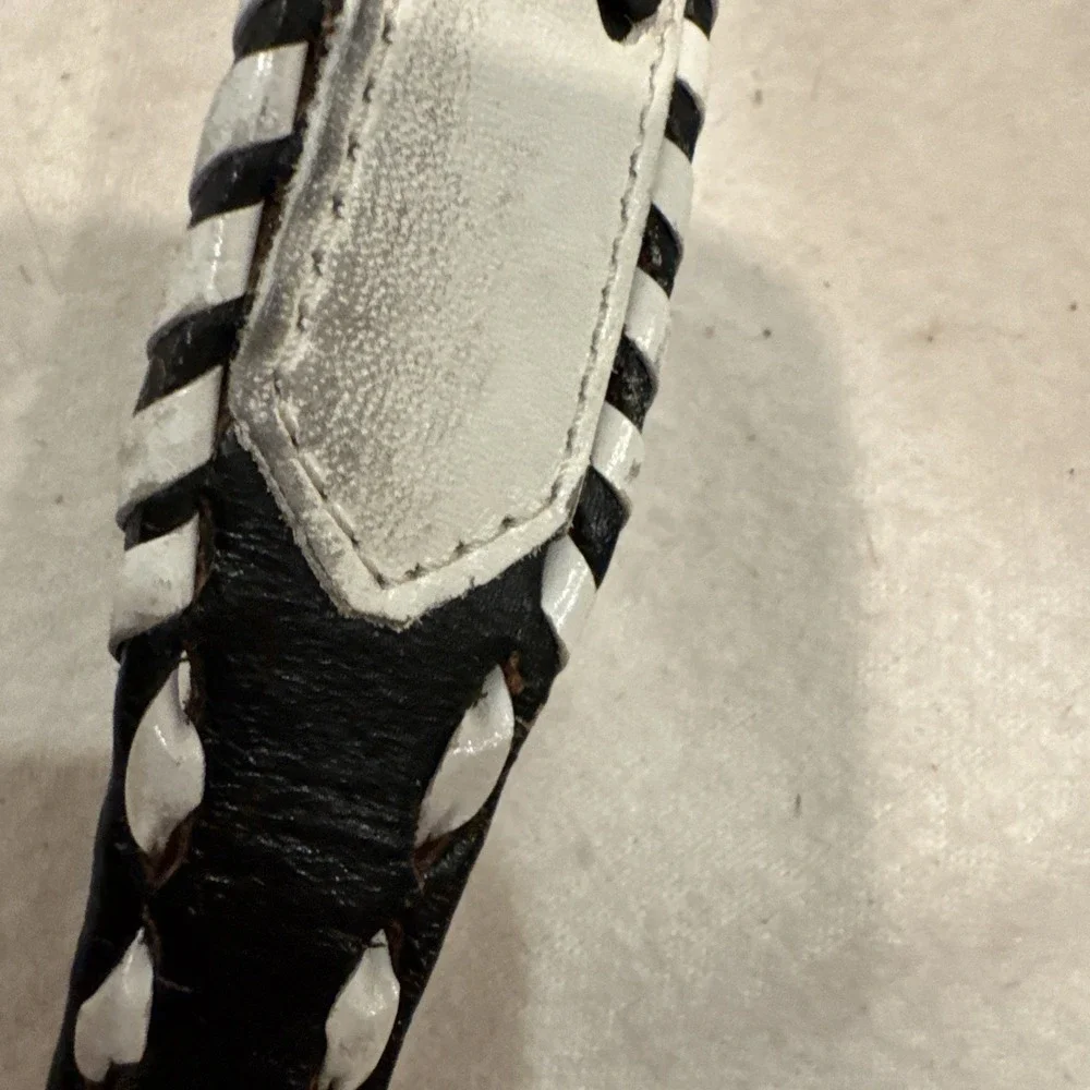 Tony Lama Silver/Black White Concho Belt Western Cross X‎ 32